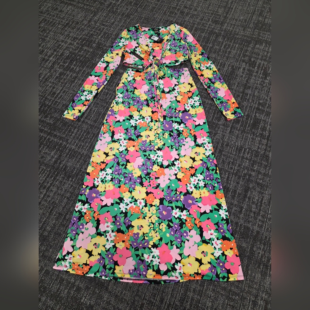 AFRM Floral Cutout Dress in Neon Garden, Size S - Picture 2 of 10